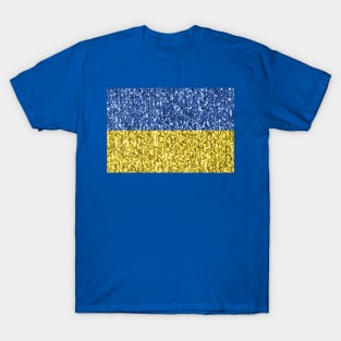 Blue yellow Ukraine flag glitter faux sparkles T-Shirt